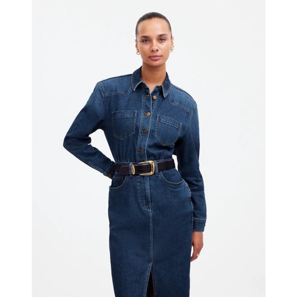 NWT Madewell Western Denim Midi Shirtdress Size 4 - Picture 2 of 10